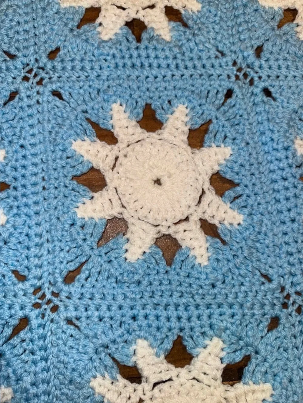 Handmade blue crochet throw afghan blanket